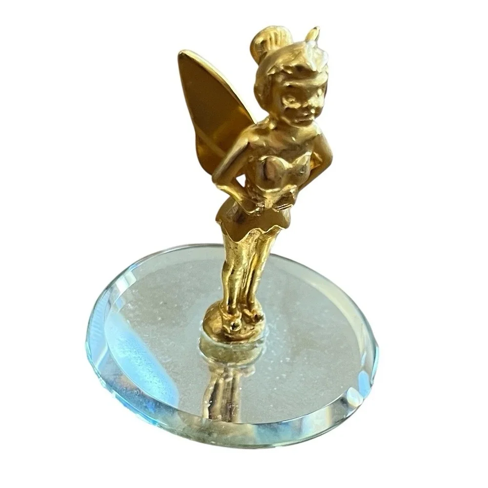 TinkerBell Gold Painted Figurine on Mirror Base 1-7/8 in Disney Collectible
